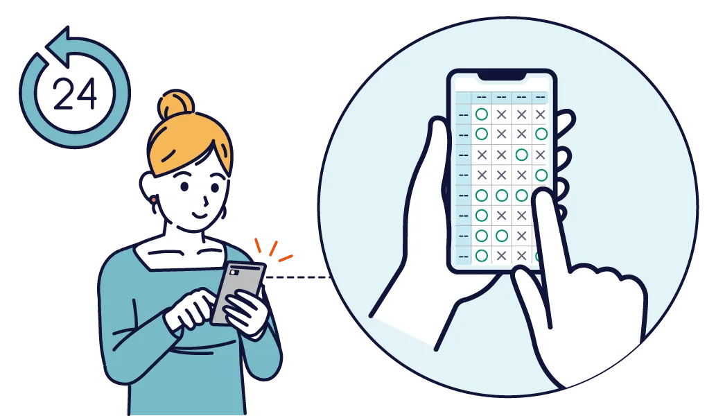 LINEやWEBから24時間いつでも予約受付
