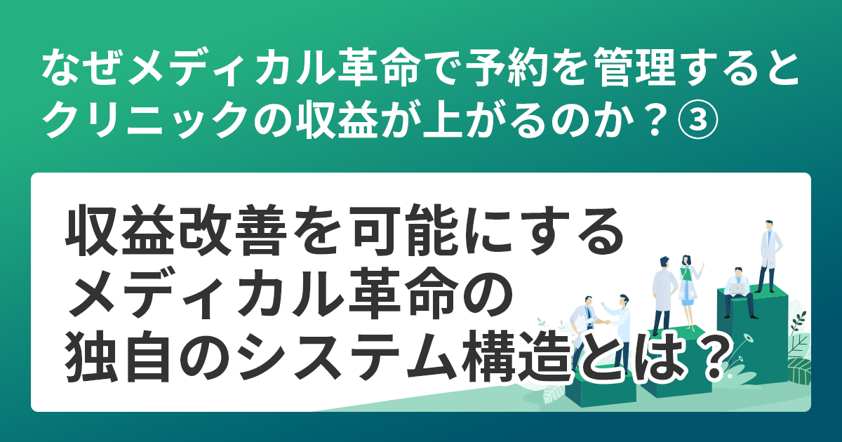 なぜメディカル革命で予約を管理するとクリニックの収益が上がるのか？③ 収益改善を可能にするメディカル革命の独自のシステム構造とは？